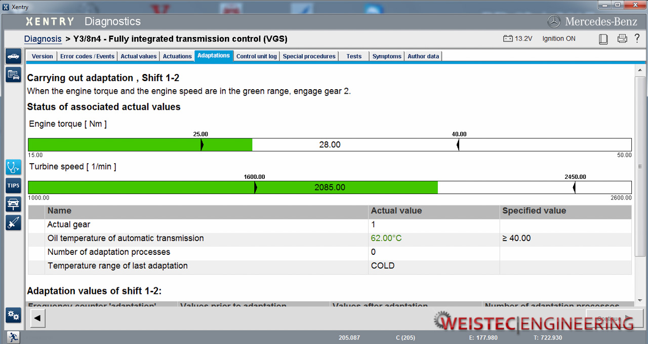 Mercedes Xentry Diagnostic Tool Program Window - Upshift reprograming step 3
